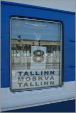 Am Bahnhof/228180/zuglaufschild-des-zz-einzigen-internationlen-zuges Zuglaufschild des z.Z einzigen internationlen Zuges in Estland. 
Tallinn, den 7. Mai 2012