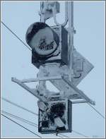 Signale und Sicherheitstechnik/54751/vom-schneesturm-des-241209-gezeichnetes-signal Vom Schneesturm des 24.12.09 gezeichnetes Signal in Ospizio Bernina. (Jeanny)