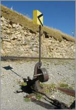 Die BRB verwndet ungewohnt gelbe Weichensignale. 
Bienzer Rothorn, den 1. Okt. 2011