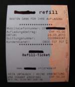 sonstiges Zwar k�nnen die schweizer Billettautomaten keine fahrpl�ne ausdrucken, daf�r bieten sie eine andere, sehr praktische Dienstleistung an: das Aufladen des Mobilgespr�chsguthabens. 
Da ich hier keine Schweichwerbung machen will, habe ich den Anbieter auf der Quittung 'zensiert'. 